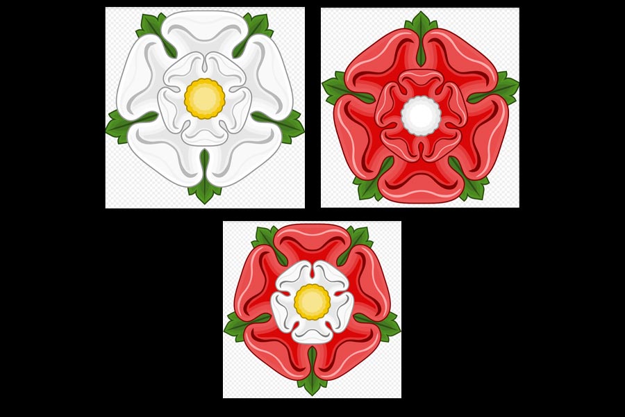 ইংল্যান্ডে দীর্ঘকাল ধরে চলেছিল ‘গোলাপের যুদ্ধ’। সে দেশের দুই অভিজাত গোষ্ঠী ইয়র্কিস্ট এবং ল্যাঙ্কাস্ট্রিয়ানদের মধ্যে বত্রিশ বছরেরও বেশি সময় ধরে চলা এই যুদ্ধে দুই পক্ষই তাদের পতাকায় গোলাপের চিহ্ন বহন করেছিল। ইয়র্কিস্টদের পতাকায় ছিল সাদা গোলাপ আর ল্যাঙ্কাস্ট্রিয়ানদের পতাকায় ছিল লাল গোলাপের ছবি। যুদ্ধ শেষ হয় দুই পক্ষের মধ্যে এক বিবাহ সম্পাদনের মধ্যে দিয়ে। নতুন রাজবংশ হিসাবে টিউডররা আত্মপ্রকাশ করে। তখন রাজকীয় প্রতীকে গোলাপই থাকে কিন্তু লাল গোলাপের অন্তঃস্থলে সাদা অংশ রাখা হয়। সঙ্গের ছবিতে ইয়র্কিস্ট, ল্যাঙ্কাস্ট্রিয়ান এবং টিউডর গোলাপ-প্রতীক।