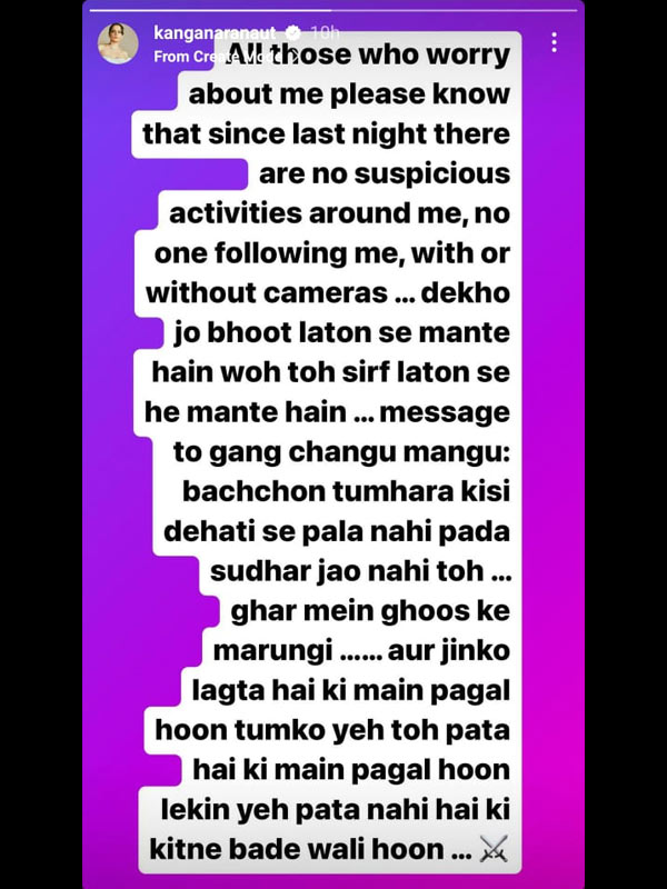 Kangana Ranaut's Instagram Post