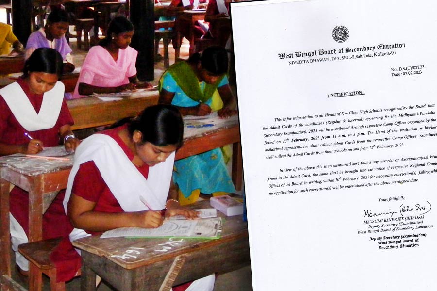 Picture of circular by WBBSE and representational picture of Madhyamik exam