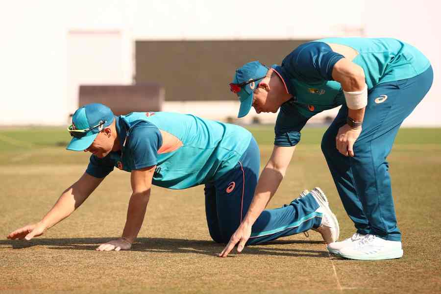 Picture of Australian cricketers in Nagpur pitch