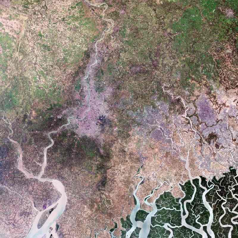 A Photograph of parts of Indian and Bangladesh captured from space.