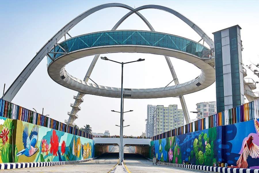 An underpass has been constructed under Biswa Bangla Gate to reduce traffic congestion in Newtown dgtl
