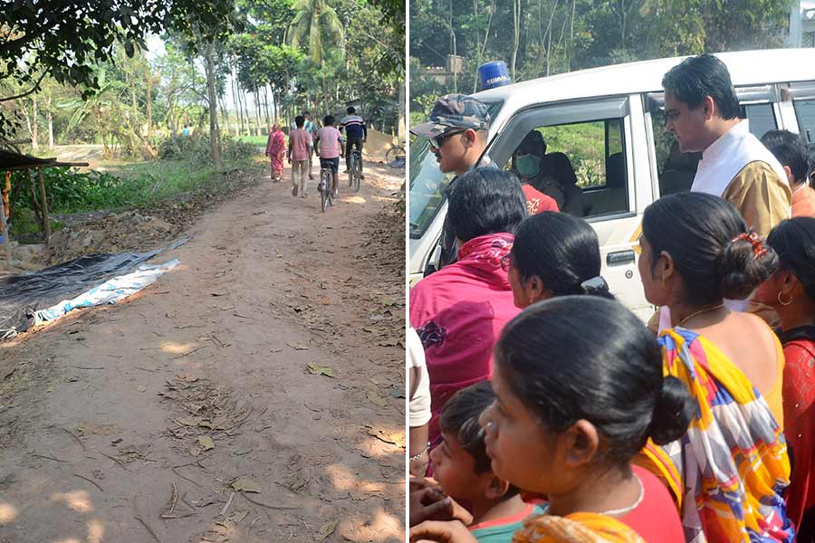 এই রাস্তা নিয়েই ক্ষোভ গ্রামবাসীর, গ্রামের মানুষের সঙ্গে শান্তনু ঠাকুর। 