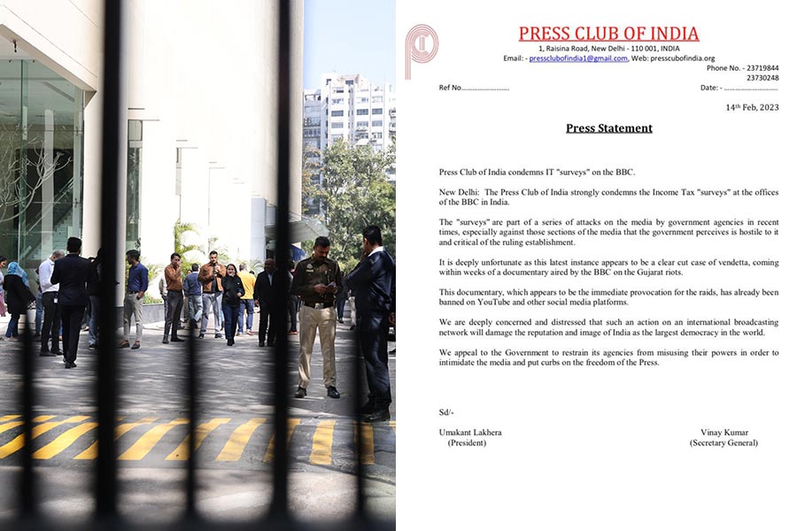 Editors Guild of India and Press Club of India condemns  IT ‘surveys’ at the offices of BBC India