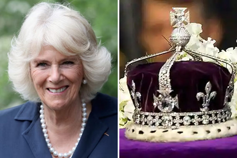 A Photograph of  Britain’s Queen Consort Camilla and the Crown
