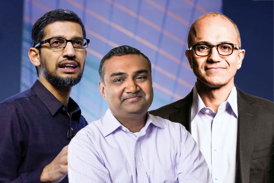 Neal Mohan, Sundar Pichai, Satya Nadella.