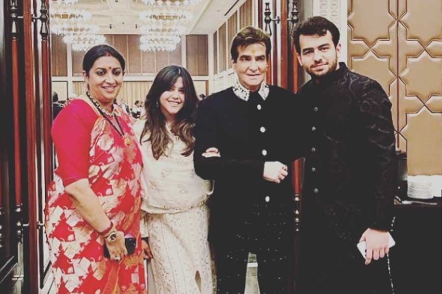 Smriti Irani's daughter Shanelle and Arjun Bhalla's reception party picture with Ekta Kapoor