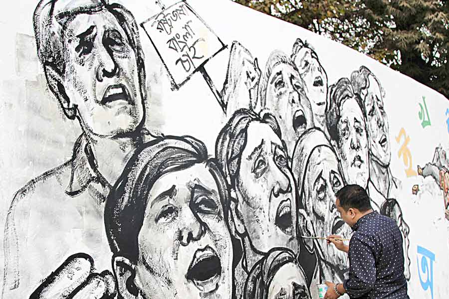 Preparation ahead of International Mother Language Day in Dhaka, 2021