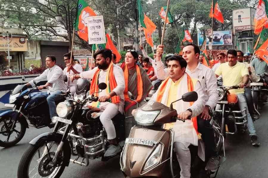 Photograph of BJP Bike rally.