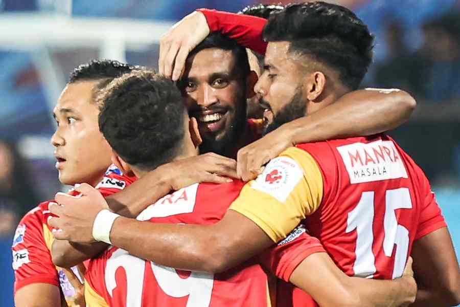 Picture of East Bengal footballers celebrating their victory