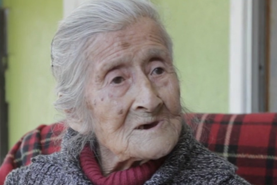 Picture of wlderly woman who carried 40-Year-Old 'Stone Baby' 