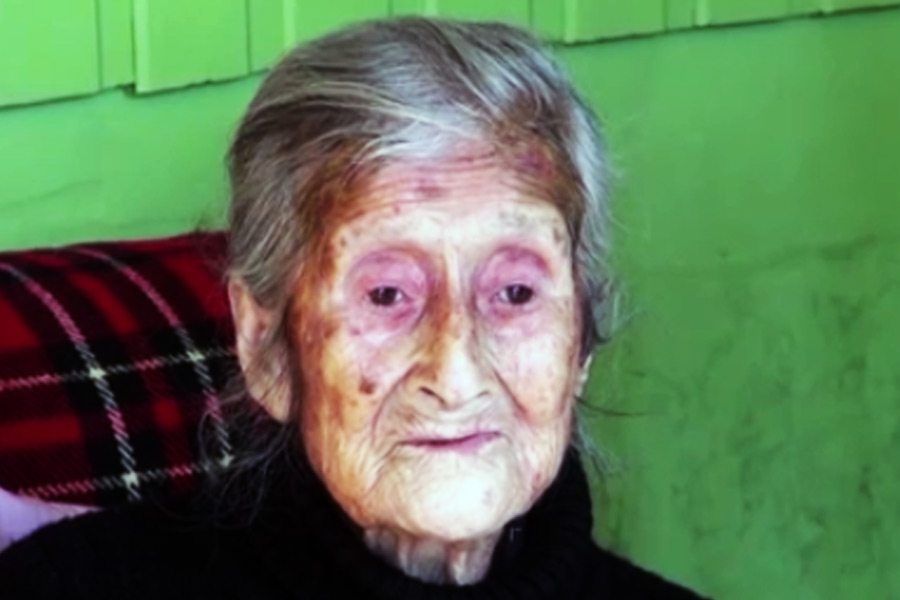 Picture of wlderly woman who carried 'Stone Baby' 