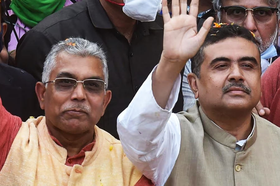 image of BJP leader Dilip Ghosh and BJP MLA Suvendu Adhikari.