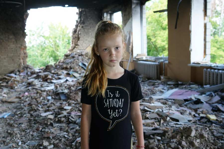Before and after picture of Ukraine cities as war against Russia completes one year.