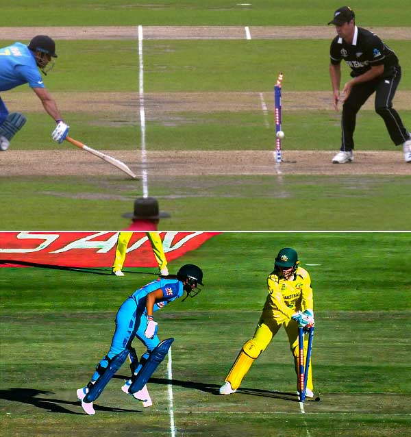 Run out of MS Dhoni and Harmanpreet Kaur