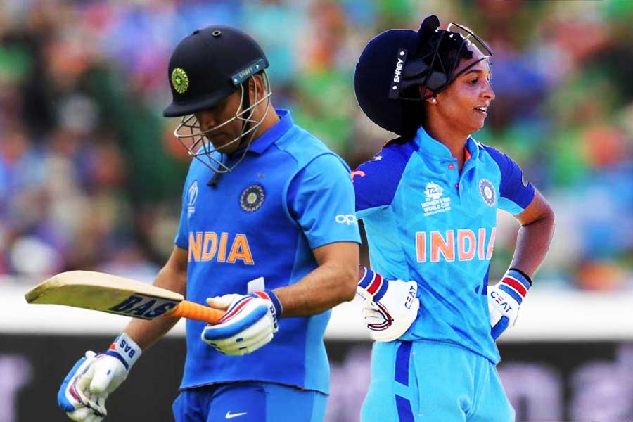 MS Dhoni and Harmanpreet Kaur after run out