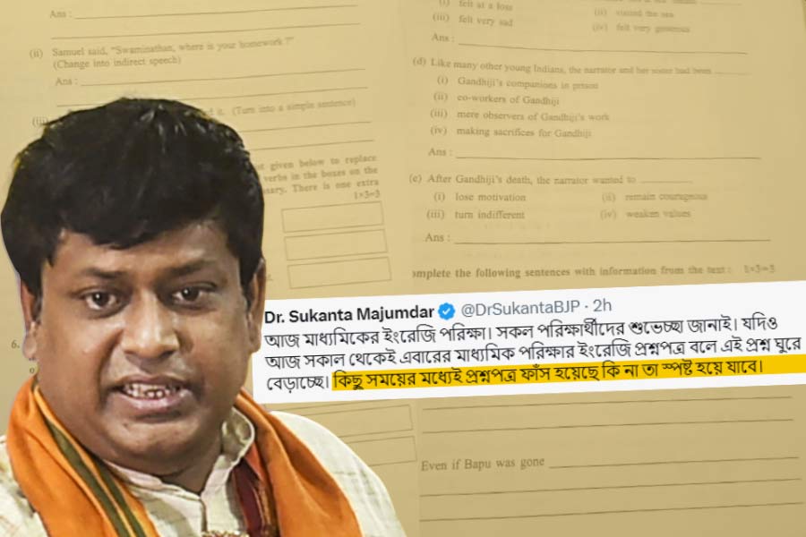 BJP leader Sukanta Majumdar claims, he got English question paper after 48 minutes of exam