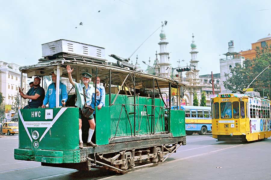 A Photograph of Tram Parade in Dharmatala 