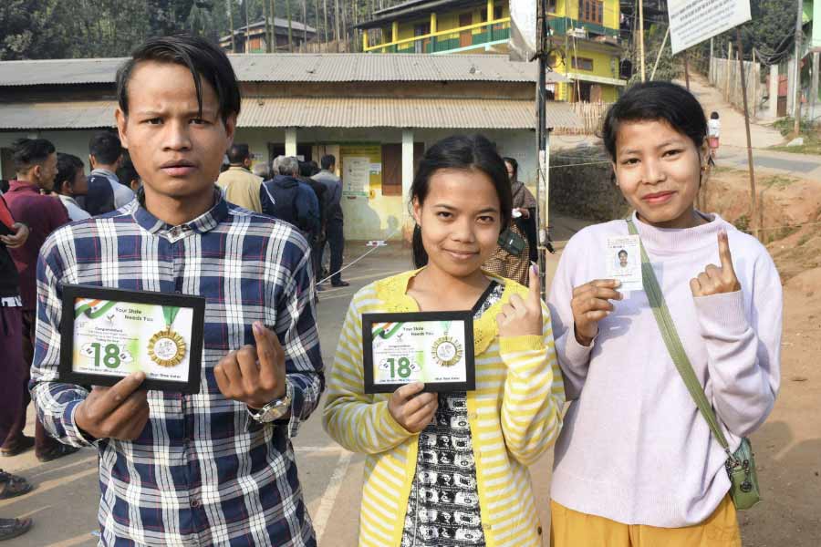 New Voters of Nagaland after casting their vote