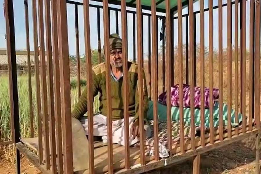 Picture of Gujarat farmer who caged himself