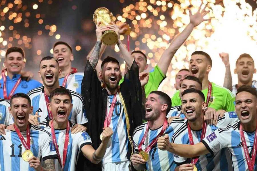 Argentina team after winning world cup