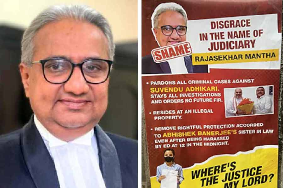 Kolkata police submits report on the case of posters against Calcutta high court Justice Rajasekhar Mantha.