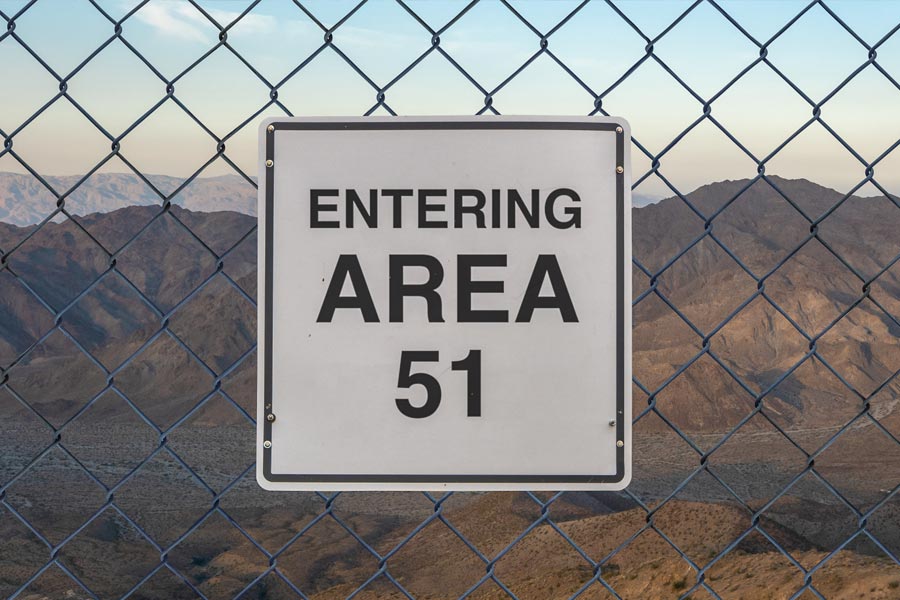 Sign board of Entering Area 51