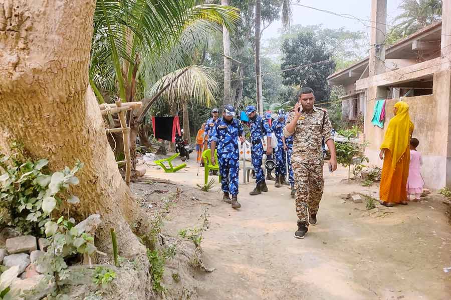 Military forces patrolling  at Bhangar