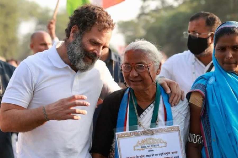 Rahul Gandhi and Medha Patkar in Congress Bharat Jodo Yatra