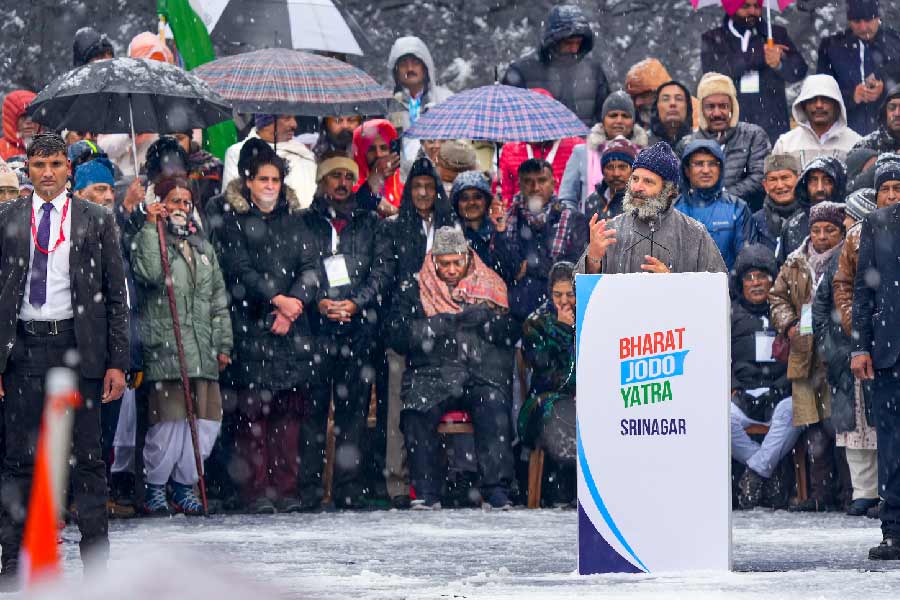 সোমবার প্রবল তুষারপাতের মধ্যেই রাহুলের নেতৃত্বে পদযাত্রা পৌঁছয় ‘শের-ই-কাশ্মীর’ ক্রিকেট স্টেডিয়ামে। যাত্রার আনুষ্ঠানিক সমাপ্তি হয় সেখানেই। গোটা যাত্রাপথেই নানা অন্তরঙ্গ মুহূর্তের ছবি ক্যামেরায় ধরা পড়ে। কখনও দেখা যায় রাহুল এবং প্রিয়ঙ্কাকে ছোট ভাইবোনের মতোই খুনসুটি করতে। কখনও বা মা সনিয়া গান্ধীর গলা জড়িয়ে থাকতে দেখা যায় রাহুলকে।