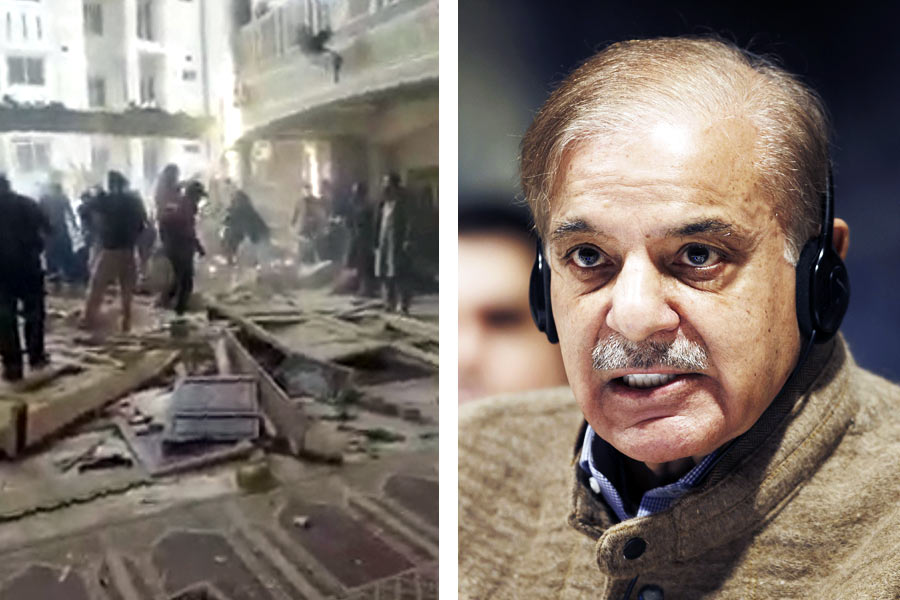 Picture of aftermath of blast in a Mosque in Peshawar and Pakistan PM Shehbaz Sharif