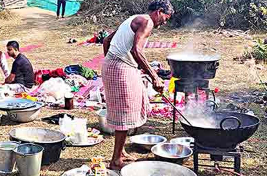 A person cooking for the picnic attendants