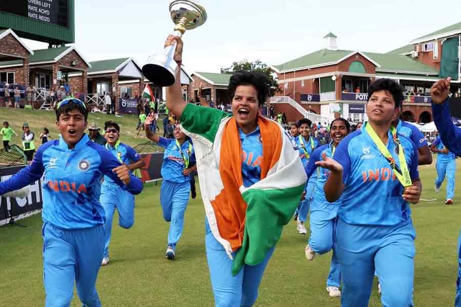 Under 19 World cup winner team India celebrating