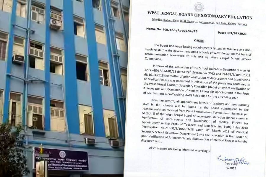 West Bengal Board of Secondary Education has returned the rule of mandatory police and health verification for recruitment of teachers and education staff 