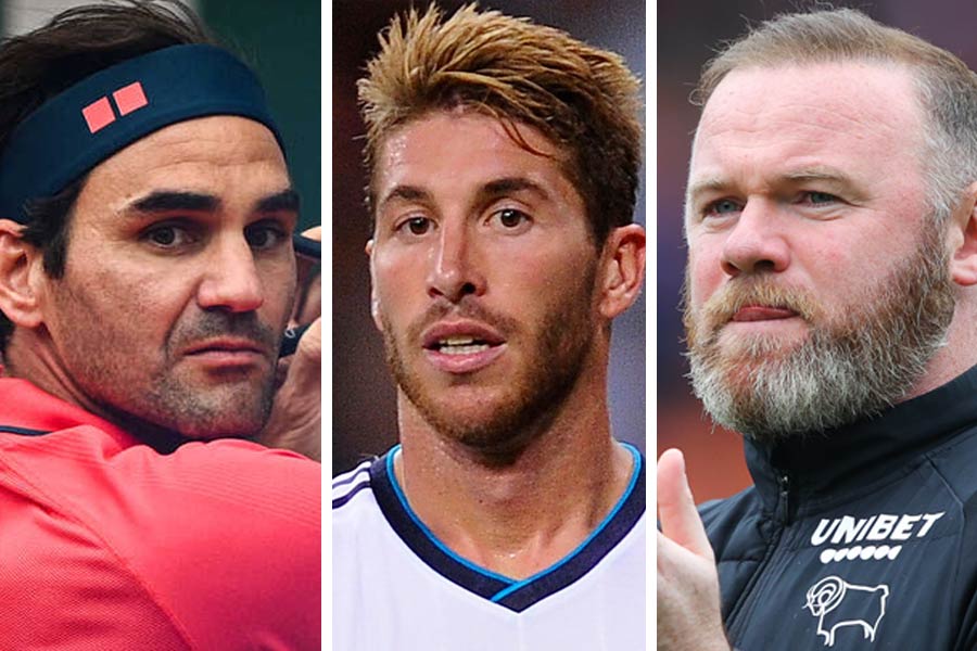 Images of Roger Federer, Sergio Ramos and Wayne Rooney