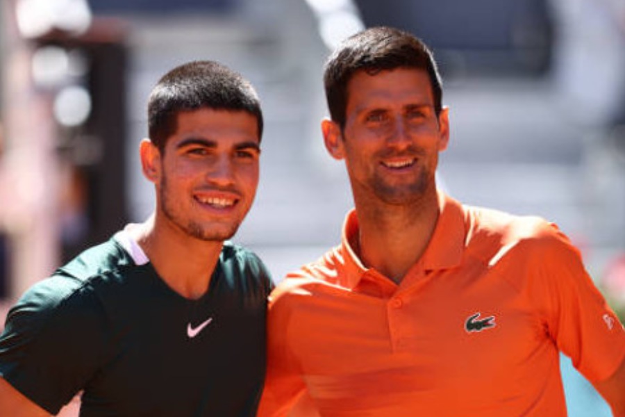 picture of Carlos Alcaraz and Novak Djokovic