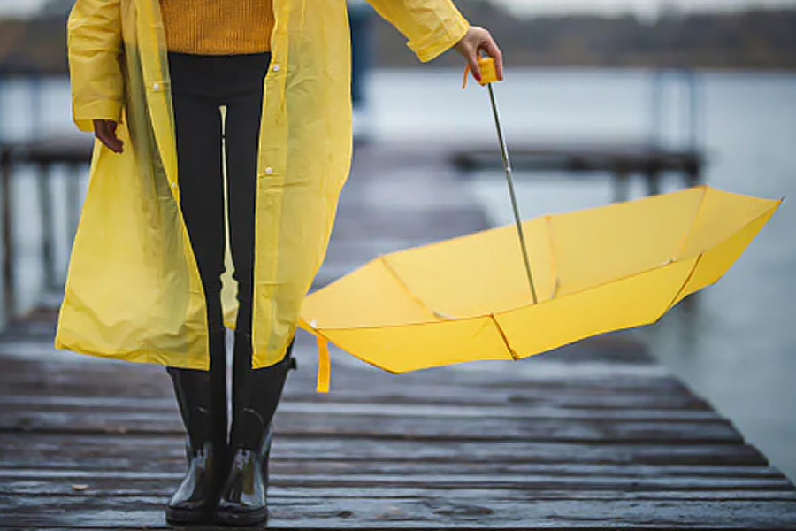 Image of umbrella and raincoat