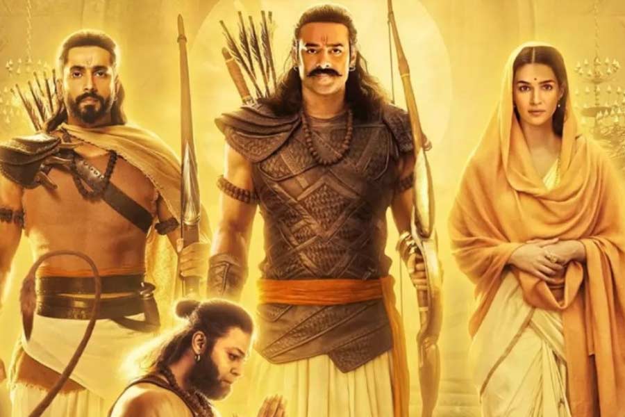 Adipurush movie poster Prabhas and Kriti Sanon