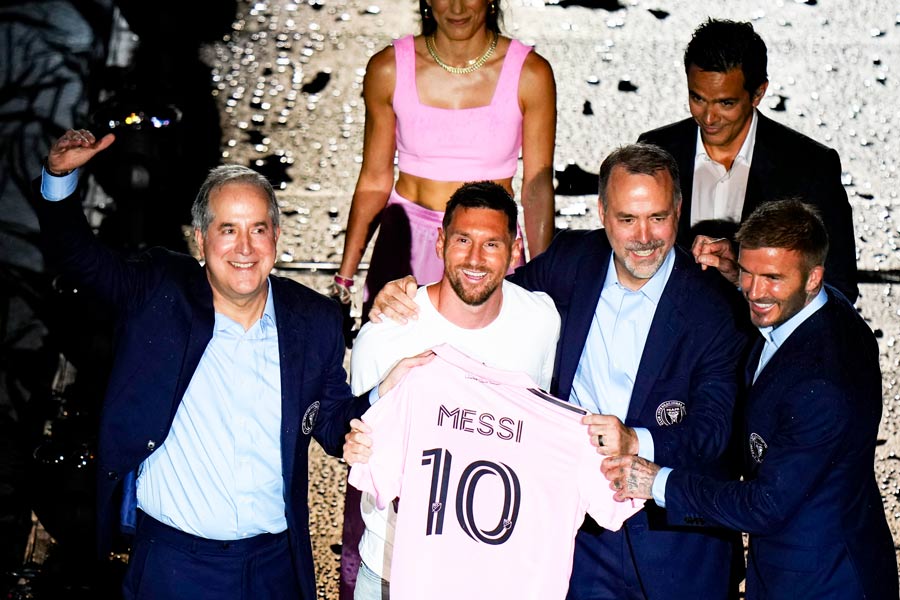 Picture of Lionel Messi in MLS club Inter Miami jersey. 