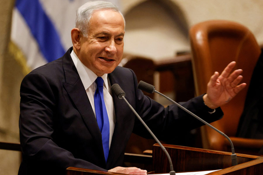 An image of Israeli Prime Minister Benjamin Netanyahu