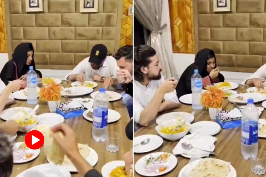 Viral video of Indian Woman Anju having dinner in Pakistan Wearing burqa