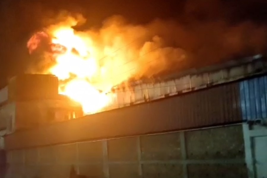 Image of fire in a factory