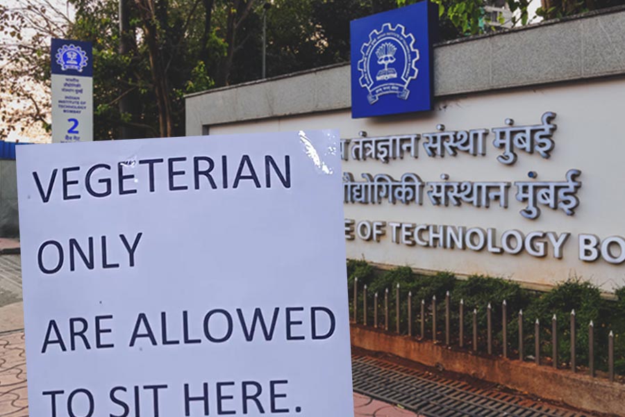 Poster about vegetarians outside IIT Bombay canteen sparks controversy.
