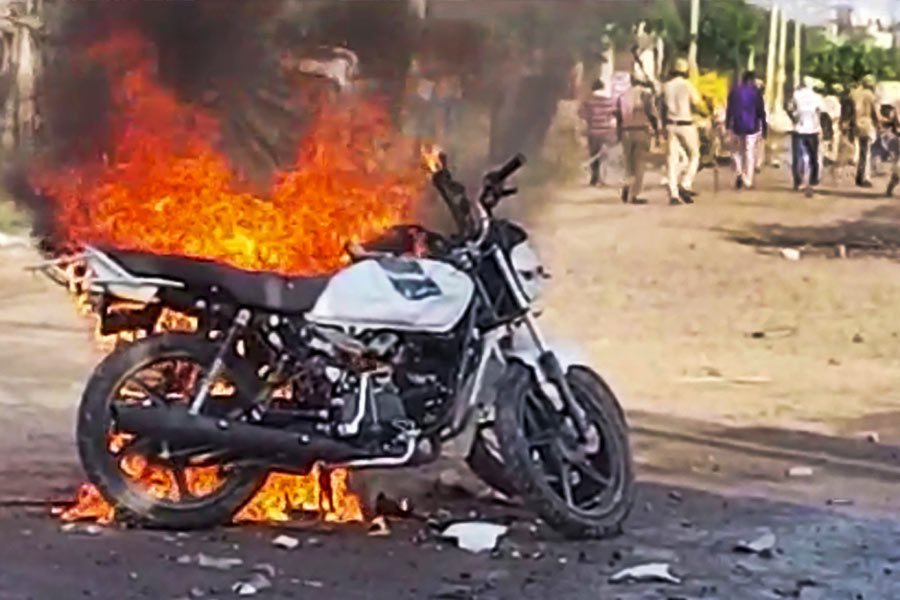 Motor Bike set on fire at Haryana