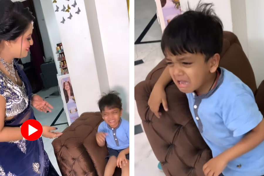 Child got upset after seeing his mom’s makeup fails to recognize.