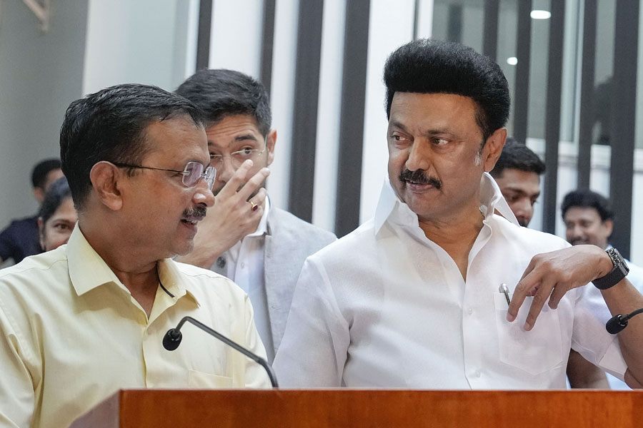 DMK will oppose Central ordinance on control of administrative services in Delhi, Tamil Nadu CM M K Stalin says, after meeting with Arvind Kejriwal 