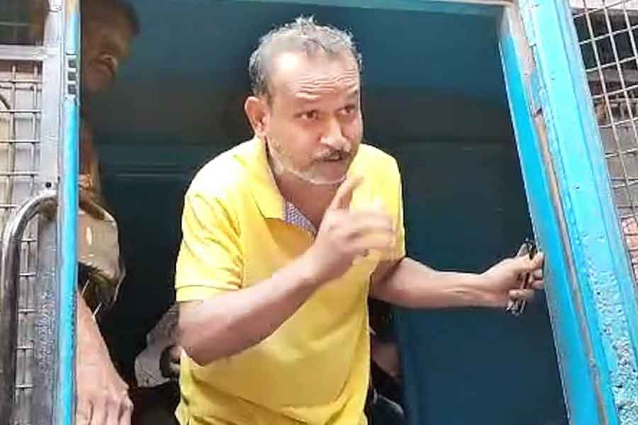 Rajesh Mahato getting out of Prison Van