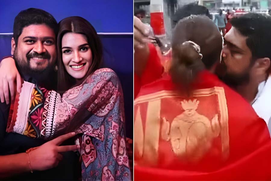 Necessary to bring your antics to a sacred place? BJP minister slams Om Raut for kissing Kriti Sanon at a temple 