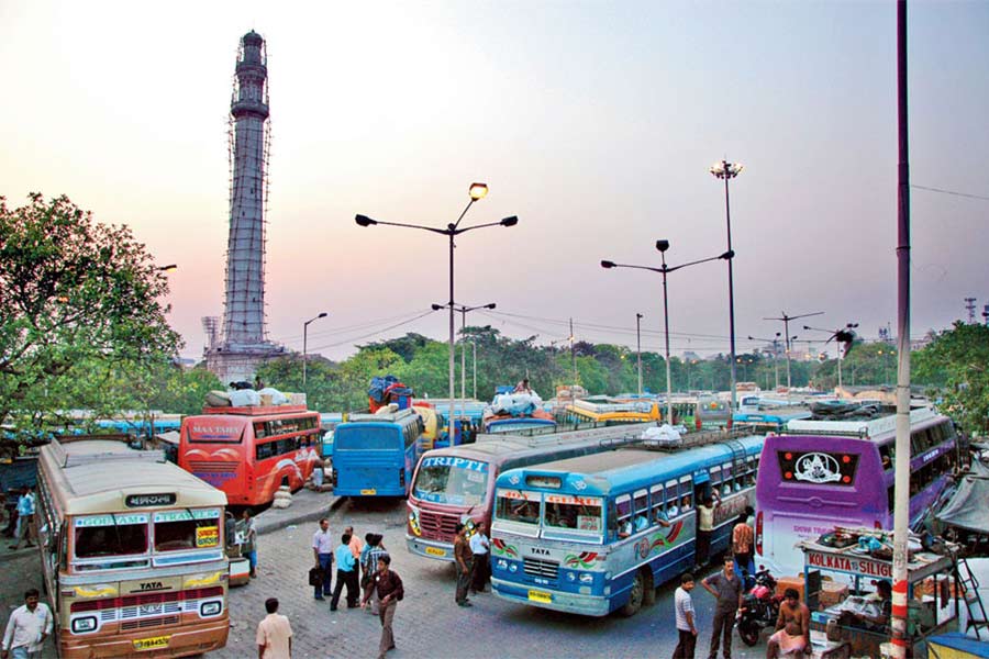 Dharmatala Bus Stand near Shahid Minar kolkata
