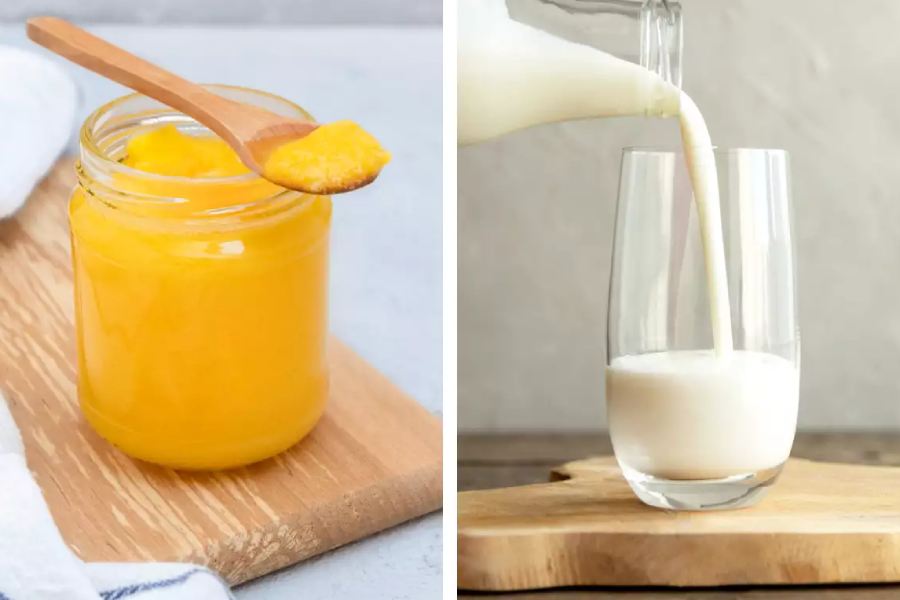 Image of milk and ghee.